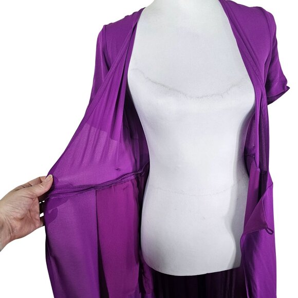 A.L.C. Claire Handkerchief Hem Silk Wrap Dress Sz 0 Purple Fuchsia Belted Waist - Picture 10 of 16